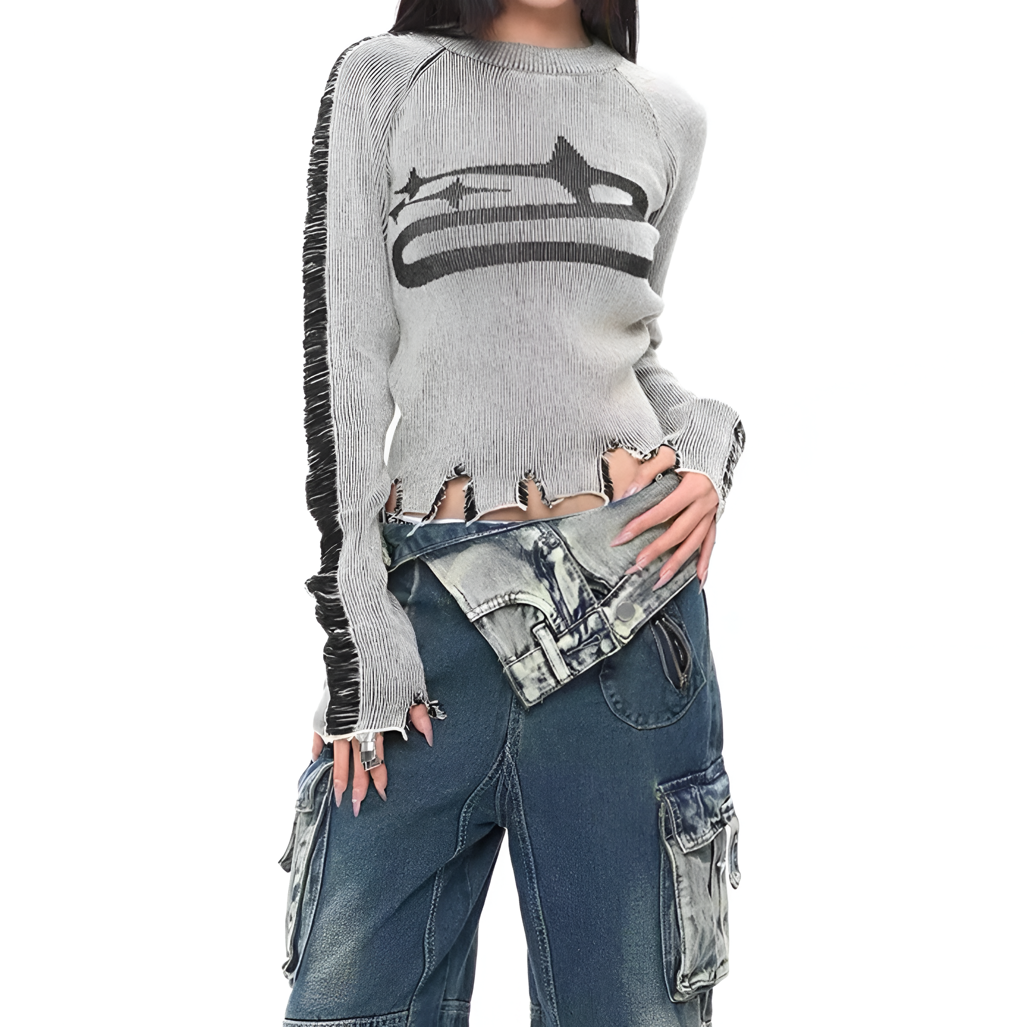 ripped long sleeve t-shirt