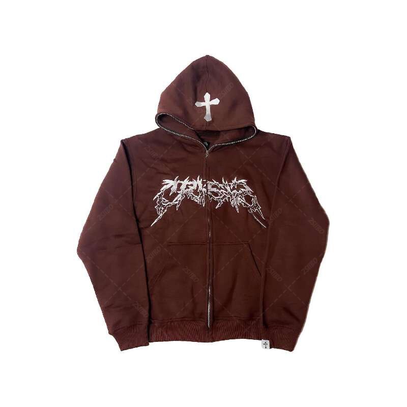 Cross Zip Up Hoodie