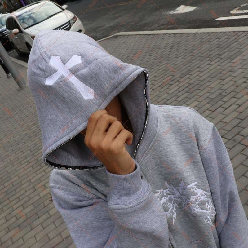 Cross Zip Up Hoodie